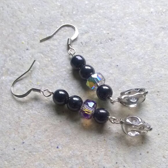 Slim & Slender Skull Dangle Earrings - Sugarskulls - Bling Glam Goth Punk Baddy - Picture 4 of 5